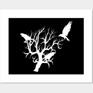 Crow Raven - crows and tree silhouette Posters and Art